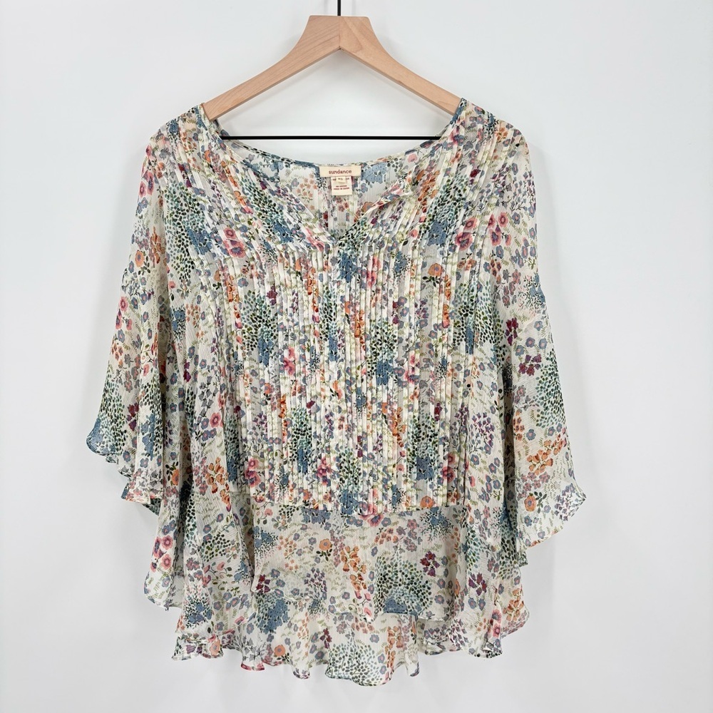 Sundance Floral Flutter Sleeve‎ Blouse Extra Small XS